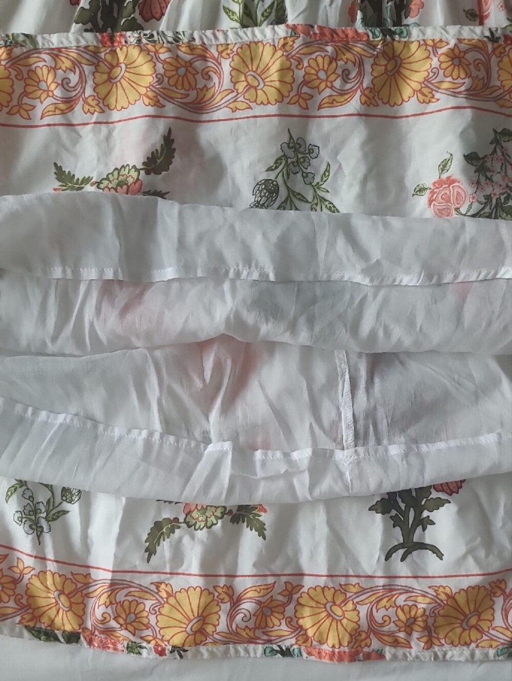 CeCe Maxi Floral Block Print Tiered White Dress with Pink, Green & Yellow Sz. M - Picture 12 of 16